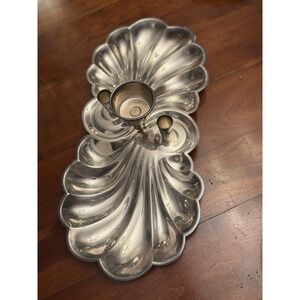 Vintage Sheffield Silver Co Silver Plated Double Clam Shell Shrimp Cocktail Dish